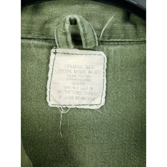 Vintage Green Mens Medium Cotton Twill Coveralls With Button Closure - Picture 9 of 11